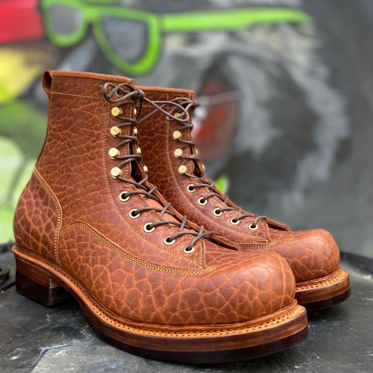 Prof. Barnets Bulky Lace to Toe Boots ( Law Tanning Shrunken Bison Peanut )